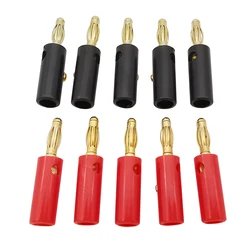 10Pcs/lot 4mm Banana Plug Connector 4mm Banana Binding Post Male Plugs Screw Type DIY Speaker Test Plug Adaptor Red and Black