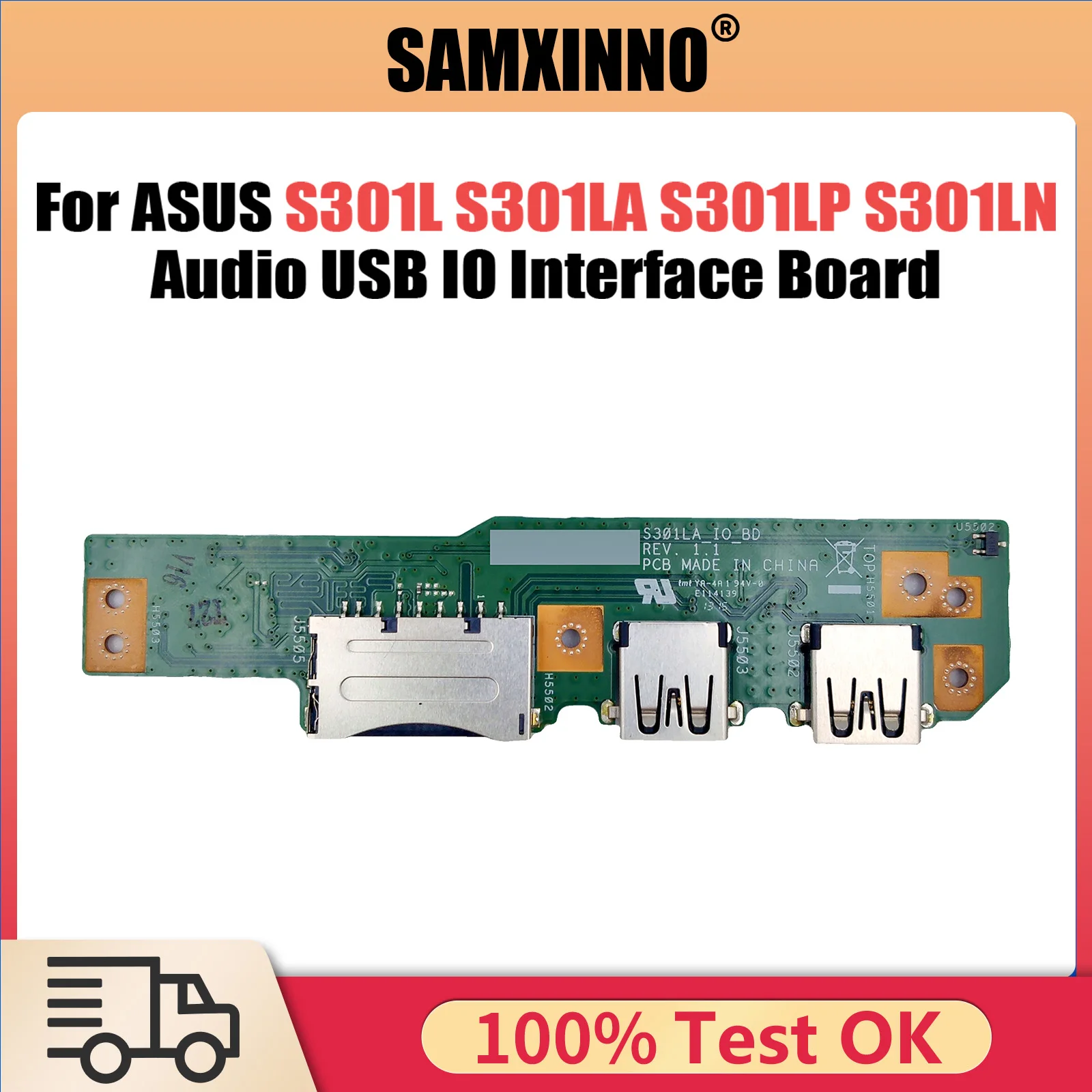 

Original For ASUS S301L S301LA S301LP S301LN Laptop Audio usb IO board Interface board S301LA IO BOARD