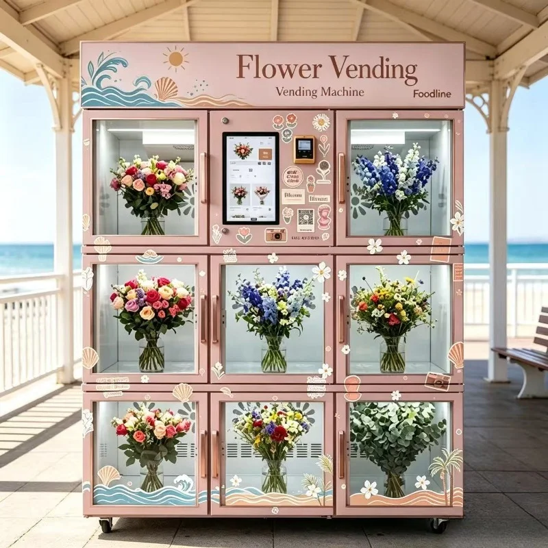 Refrigerated Fresh Flower Vending Machine Automatic Bouquet Flower Locker Vending Machine For Business 24/7 Service