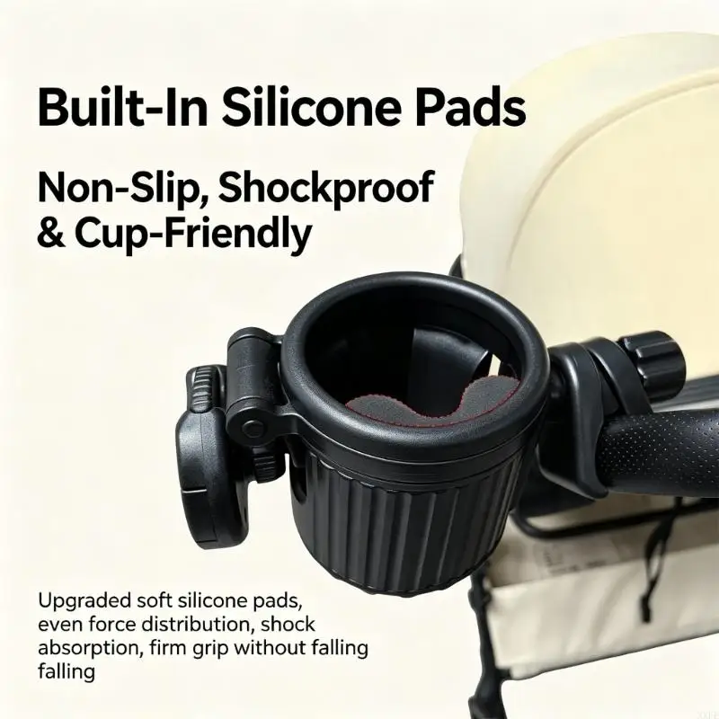 3 in 1 Strollers Bottle Holder with Phone Holder, Rotating Clamp On Organiser for Walks, Shopping Trip and Travel Days