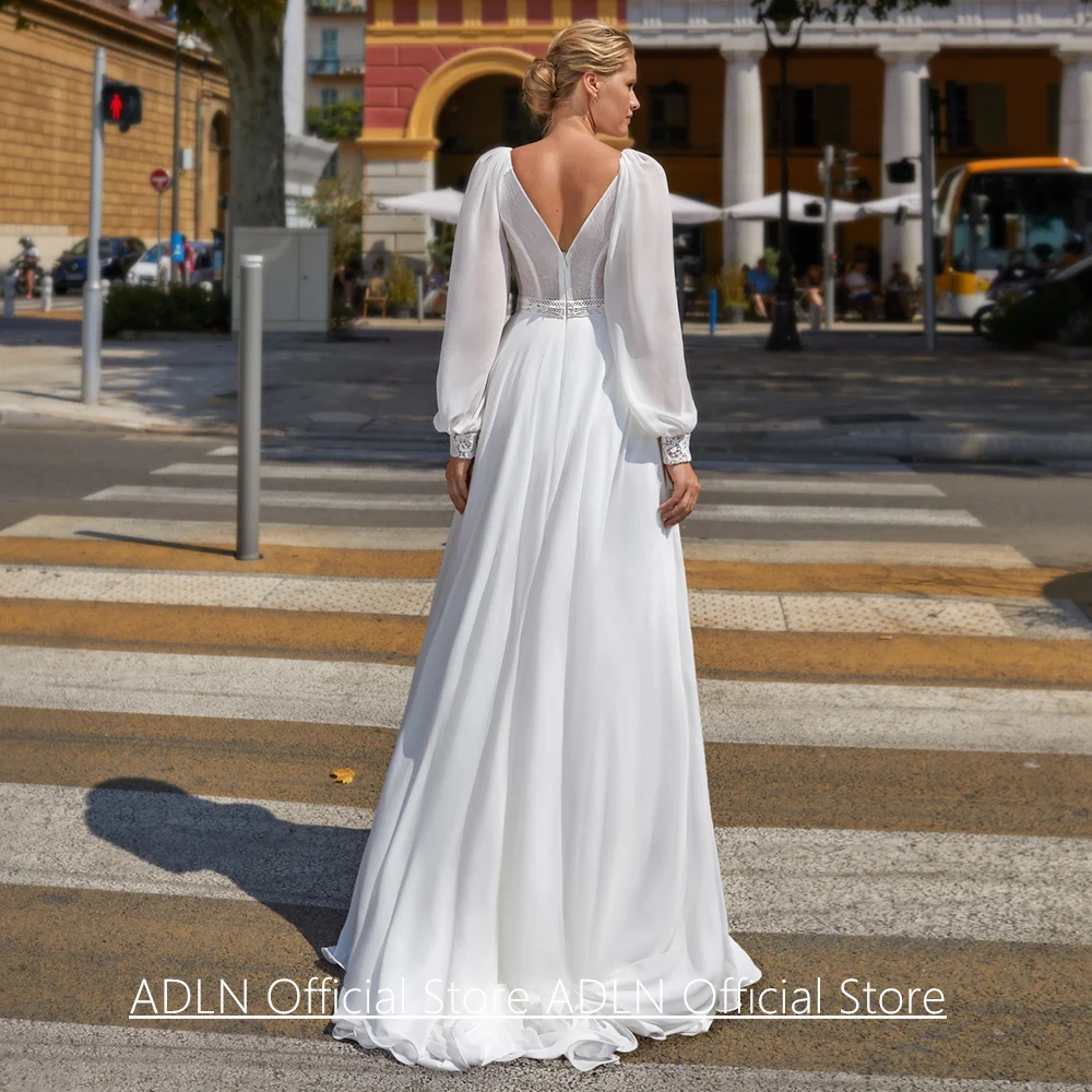 夏シフォンウェディングドレスローブデマリーカスタマイズされた V ネックパフスリーブレースバックジッパー花嫁自由奔放に生きるブライダルドレス