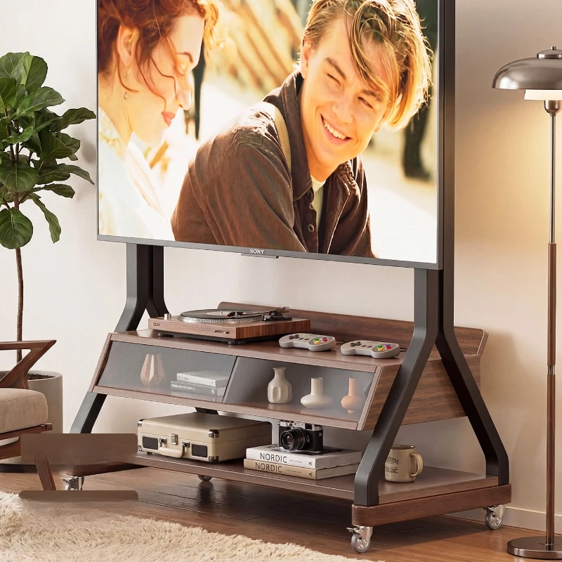 

Solid wood TV mobile bracket, TV mobile TV cabinet, living room household small apartment, modern simple
