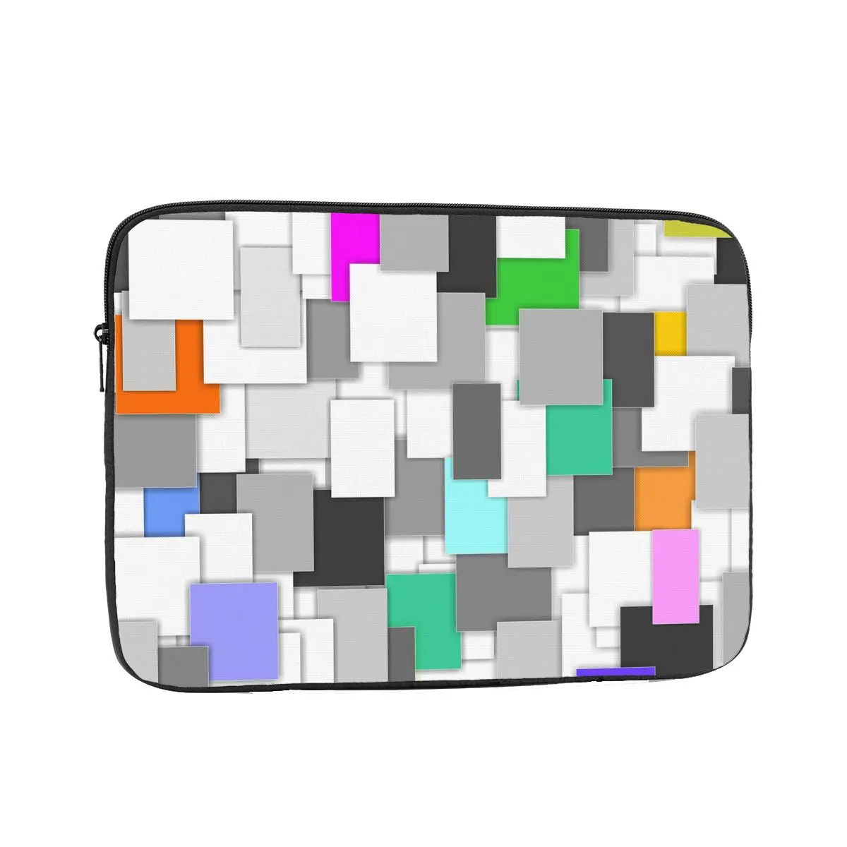 Laptop Bag Sleeve Grey Geometry 12 13 15 17 Inch Notebook Bag Case Colored Abstract Square Shockproof Case