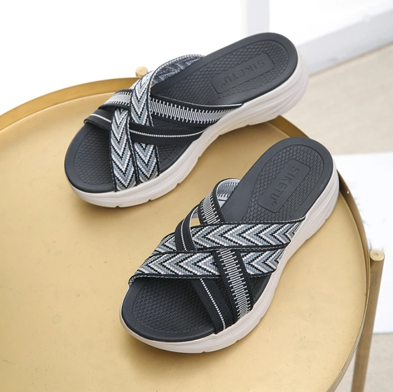 2024 Summer New Women\'s Sandals Lightweight Fashion Casual Sports Style Comfortable Rubber Band 5CM Thick Sole Sandals 580-4