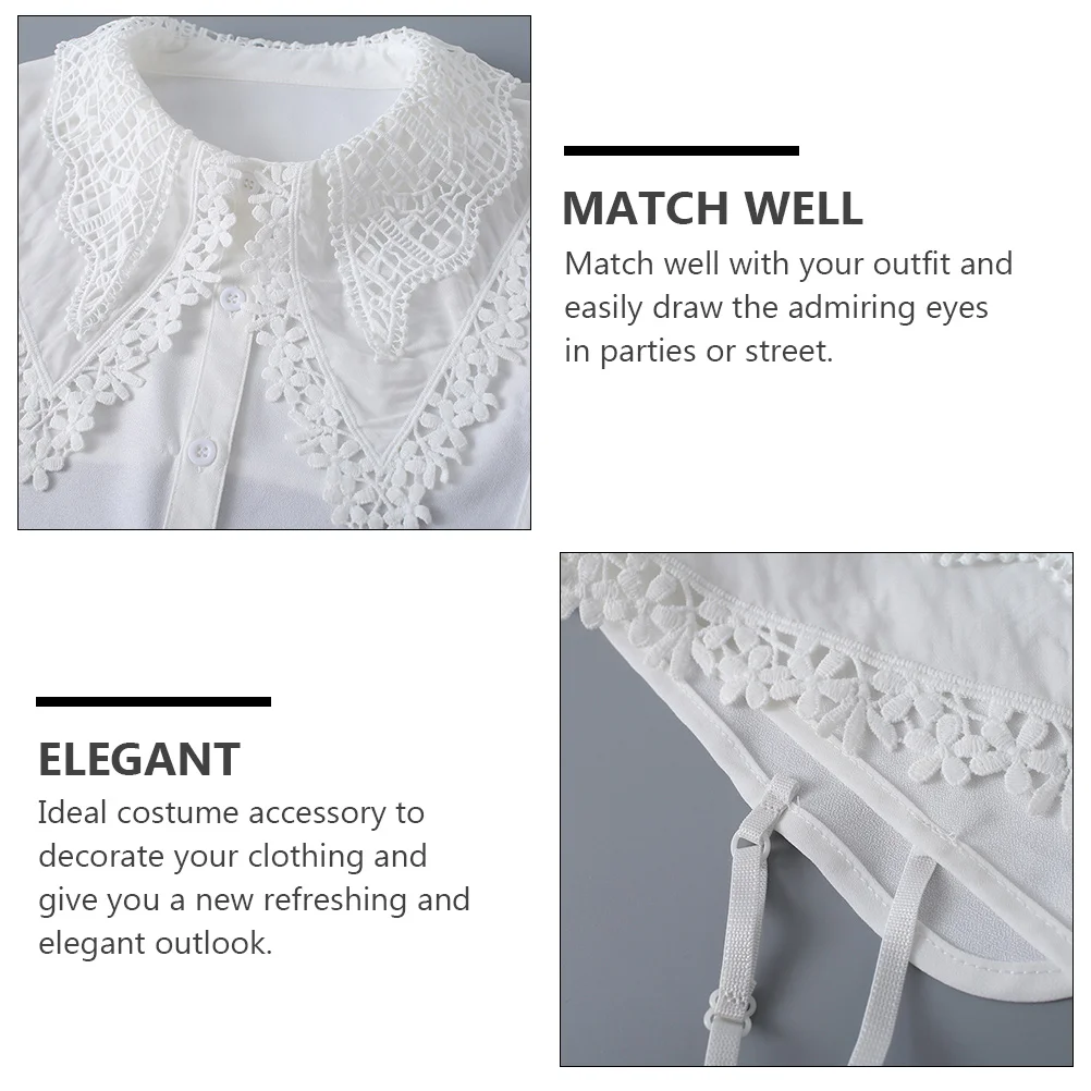 

Lace Shirt Collar Detachable Decorative False Collar Women Elastic Belt Anti Moving Versatile Styles Comfortable Elegant