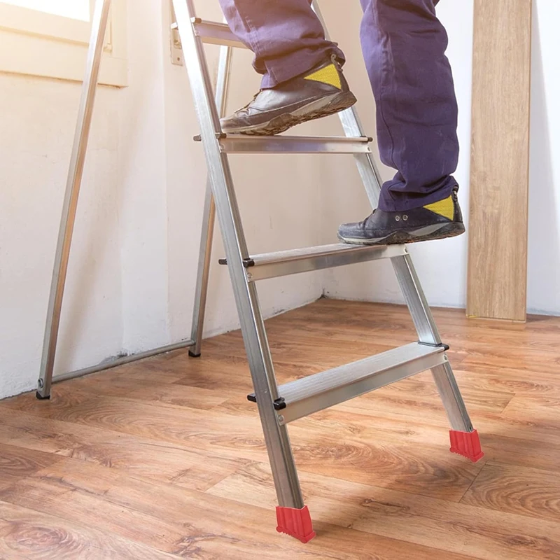 B97A-4Pcs Non-Slip Folding Ladder Feet Mat, Rubber Stair Foot Pads & Covers, Anti-Skid Ladder Leg Cushion Bumper image 2