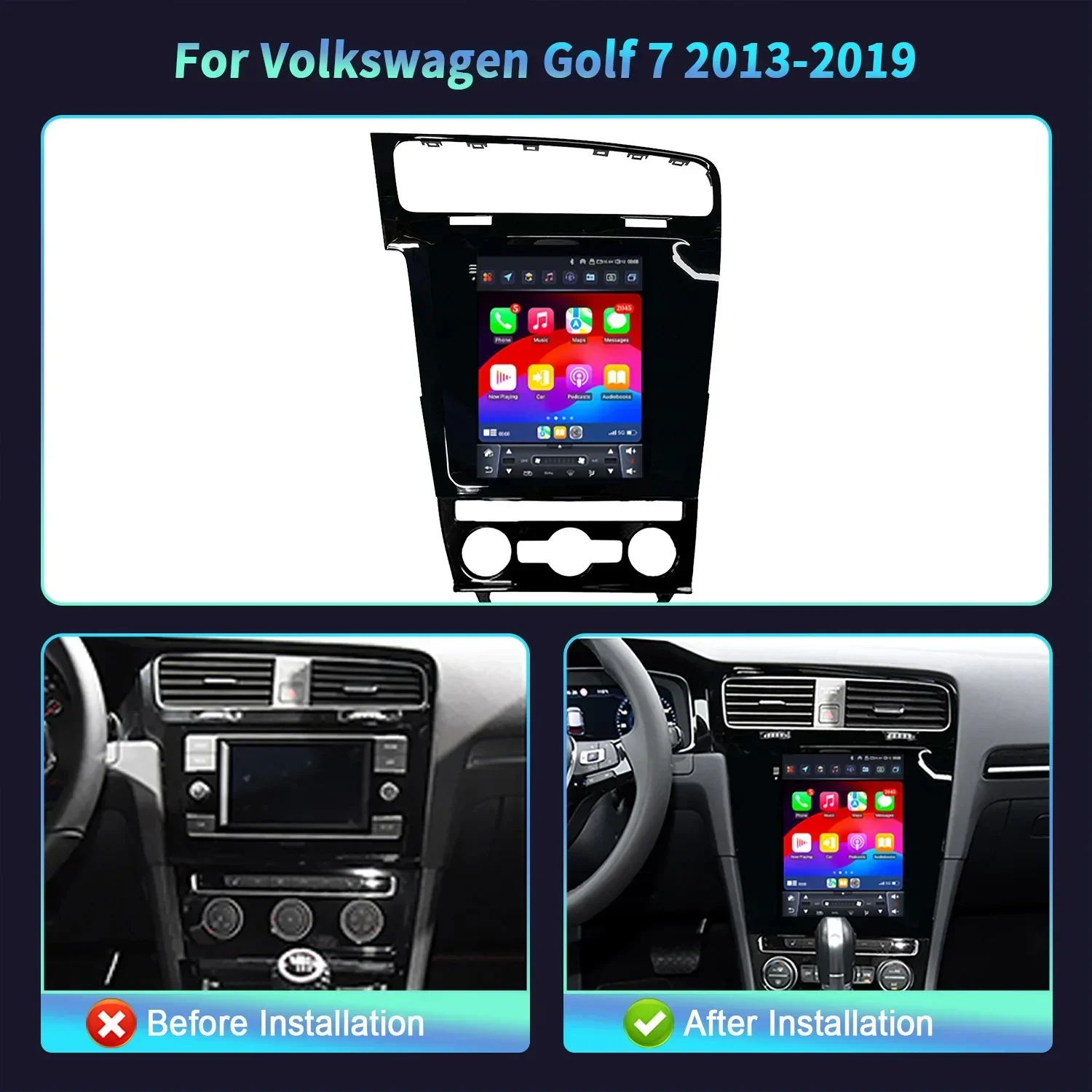 9.7inch For Volkswagen Golf 7 2013-2019 Android 14 Car Radio Multimedia Intelligent 4G GPS Wireless Apple Carplay Touch Screen