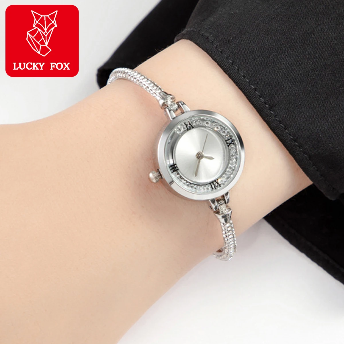 Women\'s Light Luxury High Sense Watch Simple and Fashionable Women\'s Small Disc Stainless Steel Chain Quartz Watch Reloj