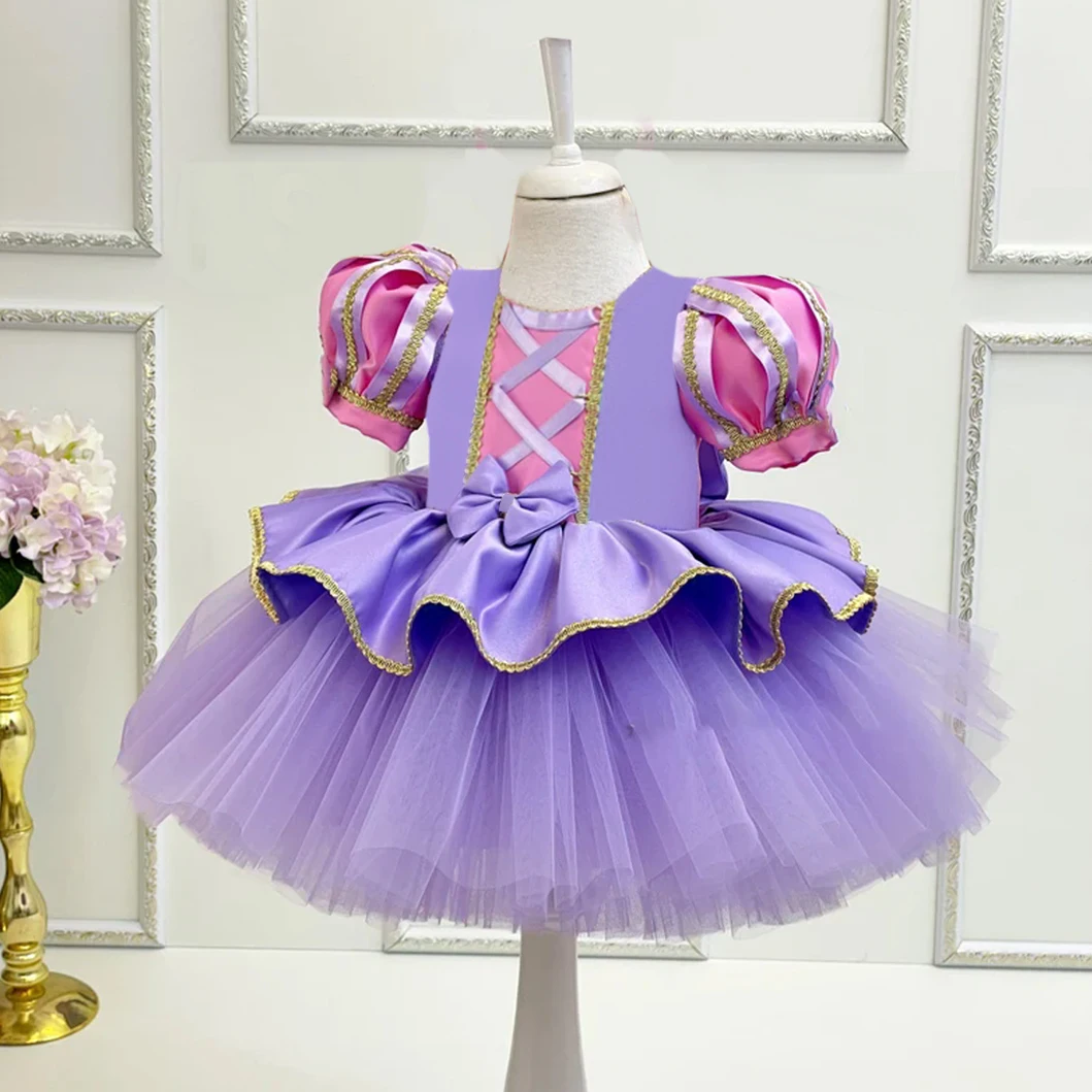 Sofia Rapunzel Princess Baby Dress for Girl Purple 1 Yrs Birthday Party Dresses Wedding Kids Clothing Carnival Halloween Costume