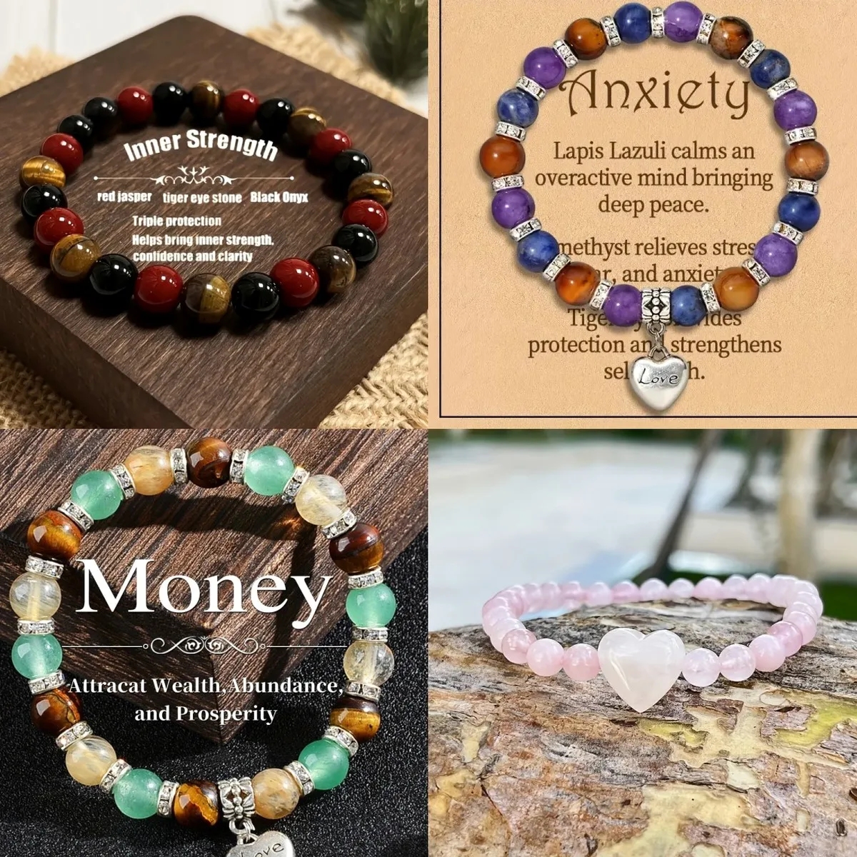 Tiger Eye Citrine Malachite Beaded Bracelet Multi-Stone Wealth Charm Bracelet For Women Men Handmade Retro Jewelry Gift