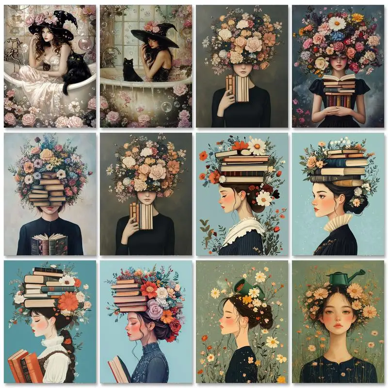 

PhotoCustom 5D DIY Diamond Painting Flower Woman Full Square New Arrival Embroidery Portrait Mosaic Handicraft Home Decor