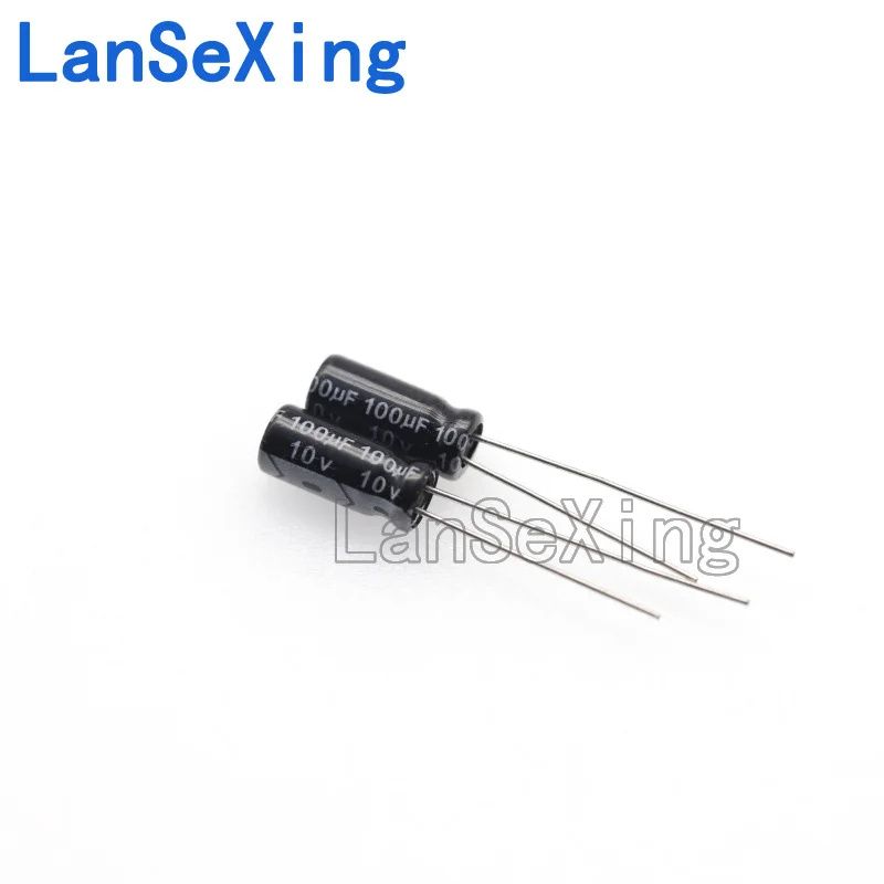 Capacitor eletrolítico inline, 10V, 100UF, volume 5*7MM, 8*12, 5*11, 100uf