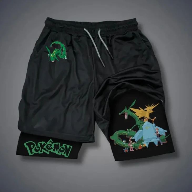 

Pokemon Authorized Men's Shorts Loose Version Anime Print Purple Design Streetwear Summer Casual Summer