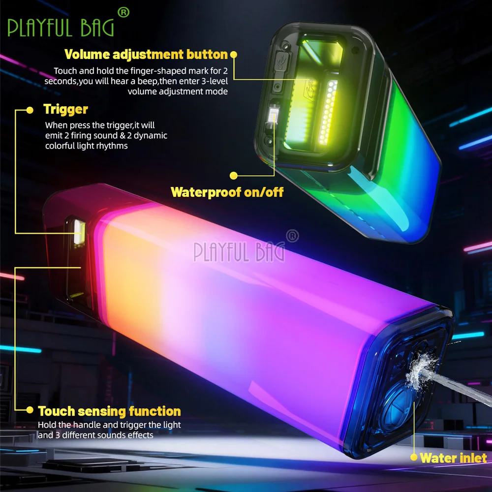 Colorful LED Electric Water Gun with Sound Effects High-Speed Burst Pulse Large Capacity Water Gun for Outdoor Fun HG50