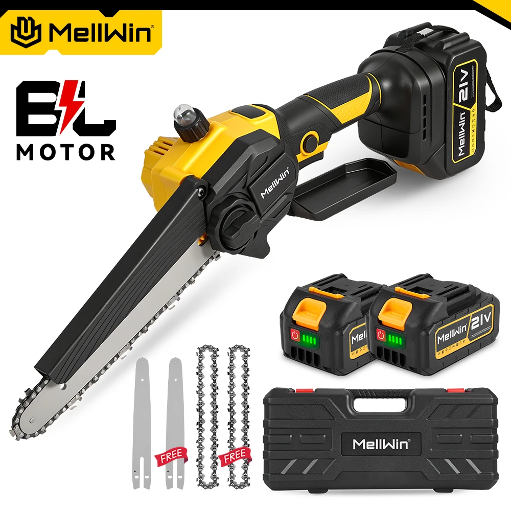 MELLWIN Bürstenlose 8-Zoll-Elektrokettensäge, tragbare elektrische Säge, Holzbearbeitungs-Gartenwerkzeug, Baumsäge für Makita 18V Akku