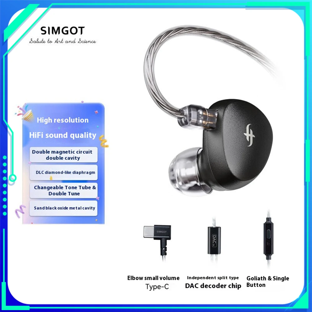 Simgot Ea500 Wired Earphone Hifi In Ear Earphones High Resolution Sound Quality Gaming Earbuds Custom For Pc Gamer Accessories