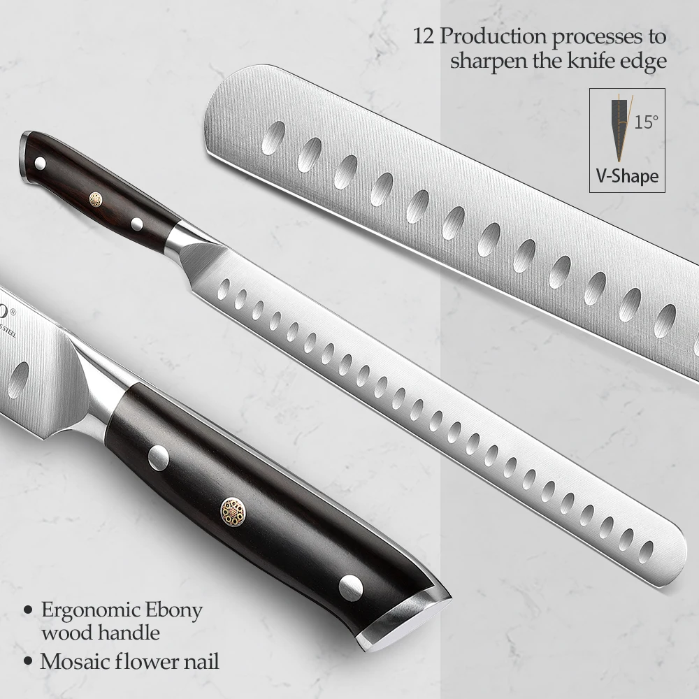 Xinzuo 12" Granton Carving Knife