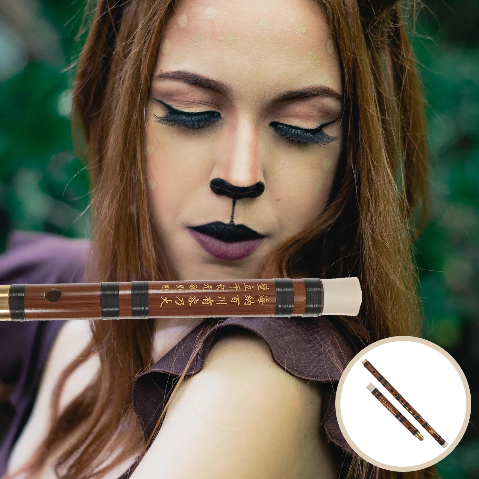 

1Set Bamboo Flute Classic Musical Instrument Key C Durable Detachable Design Easy Carry Storage Pouch for Beginners Students