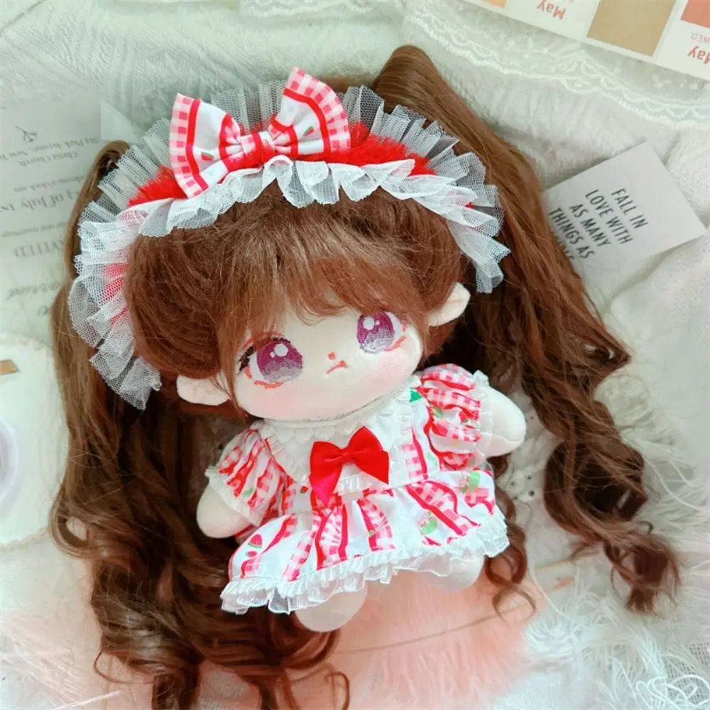 20CM Doll Clothes Cute Lace Princess Dress Headband Headwear Miniature Hat Long Wig Curly Hair For Idol Dolls Accessories