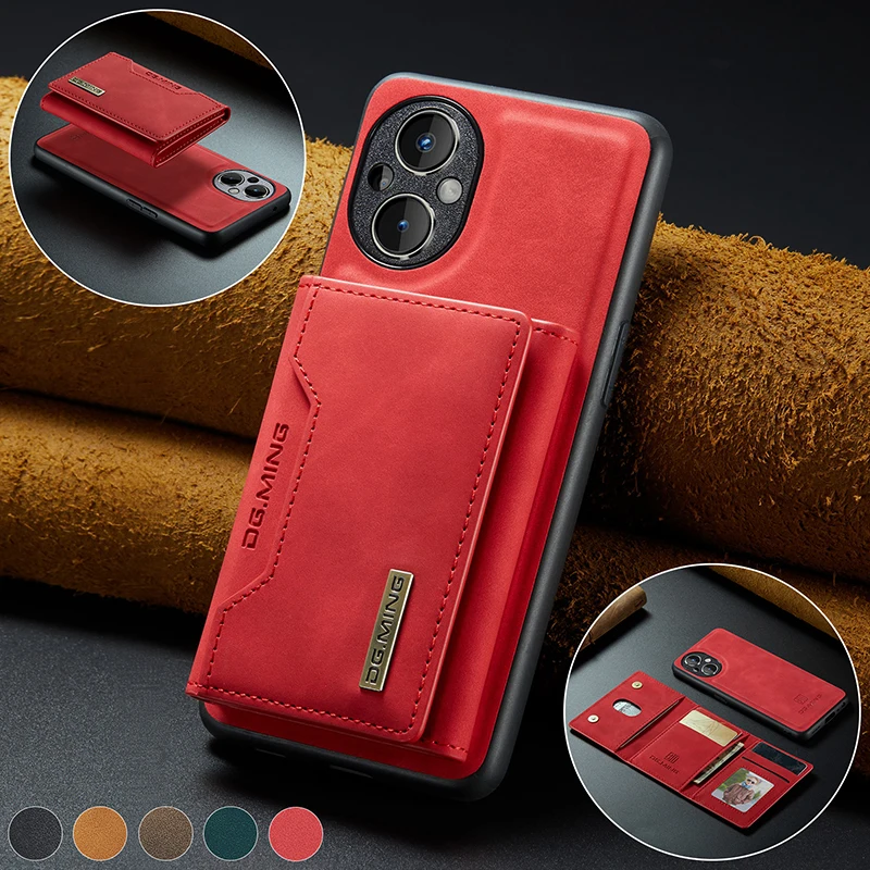 

Leather Wallet Phone Case With Detachable Card Slots For Oneplus 9 10 Pro 9R 9RT 10R Nord 2 N20 N200 Ace Phone Bag Cover