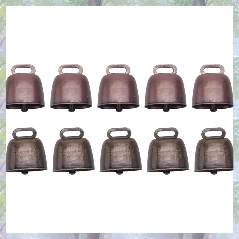 Nueva llegada 10 Uds. De campanas pequeñas de latón para pastoreo de ovejas y caballos de vaca, campana Retro para pastoreo de ovejas y caballos, campanas de vaca con ruido Ma