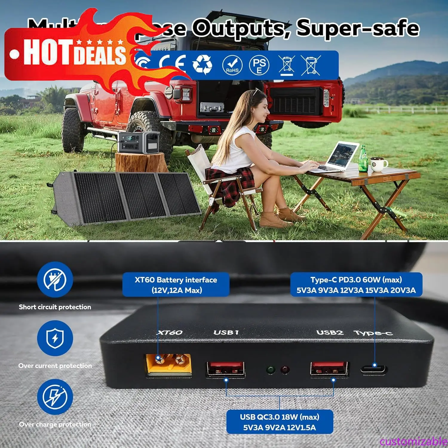 Pannello solare pieghevole personalizzabile da 400 W - Caricatore da pannello solare portatile per camper da campeggio fuori rete