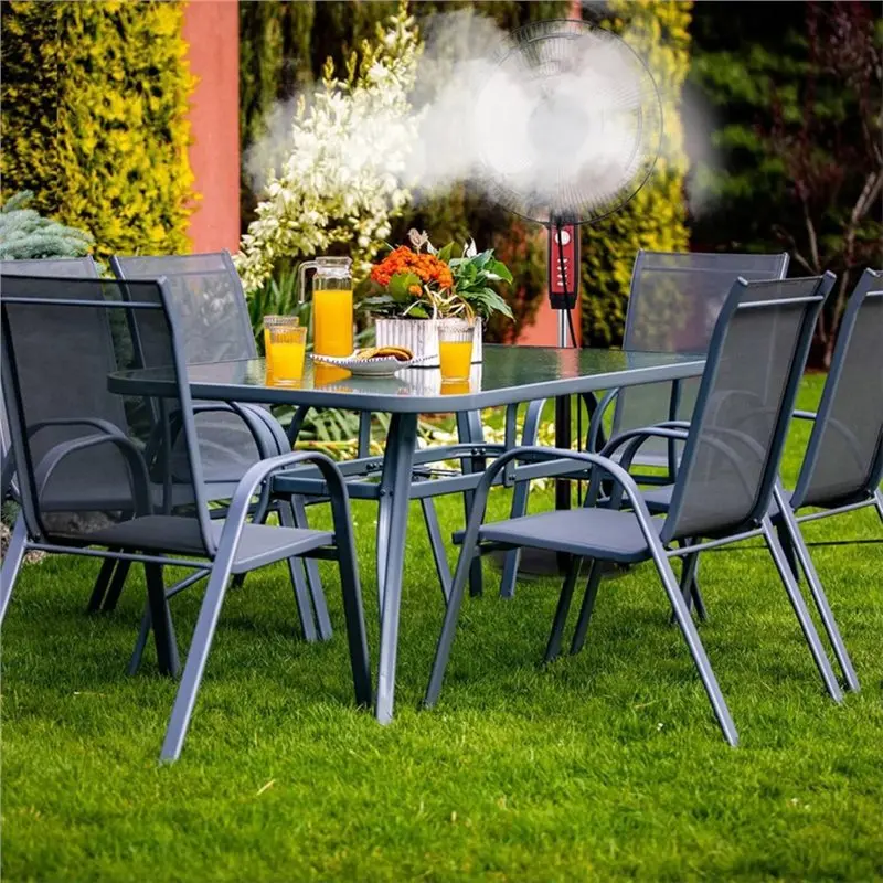 AT69 -Breeze For Outdoor Fan Misting Kit, 10M 6-Head Metal Connector For Outdoor Patio Garden Backyard Greenhouse