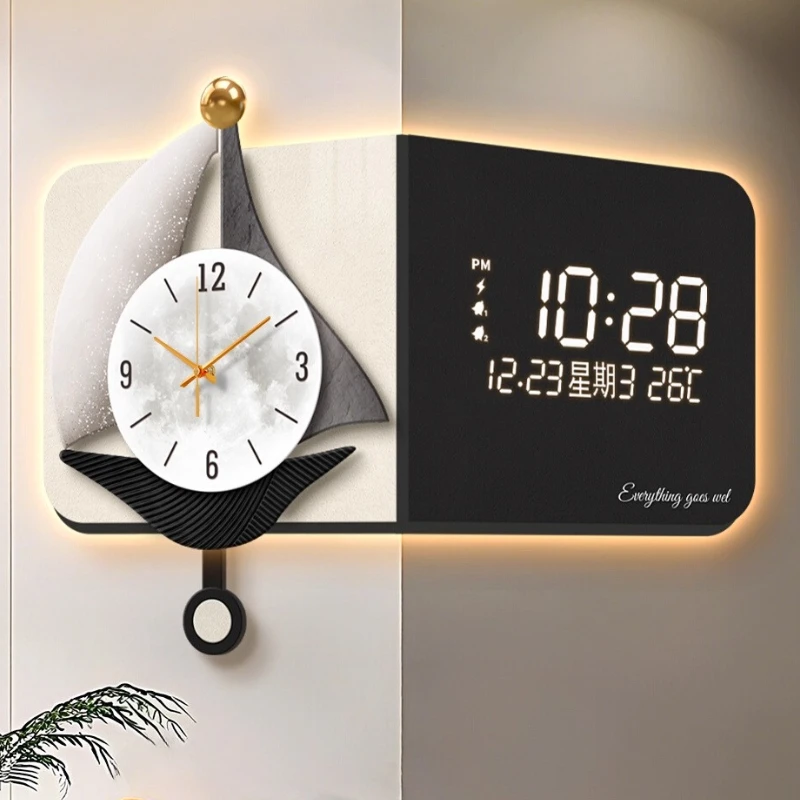 

Double Sided Corner Wall Clock Living Room Decoration Clock Mural Watch LED Design Digital Silent Quartz Clock Home Decor Items