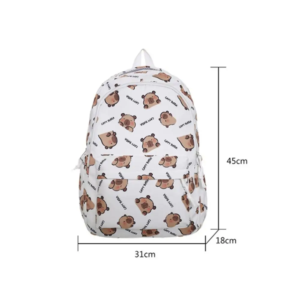 Kawaii Cartoon Capybara Backpack Nylon Funny Capybara School Bag Large Capacity Handbag Student Laptop Bag