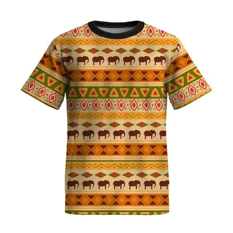 Summer African Tribal T-Shirts Ethnic Style 3D Printed Men Women Fashion Oversized Short Sleeve T Shirt Kids Tees Tops Clothing