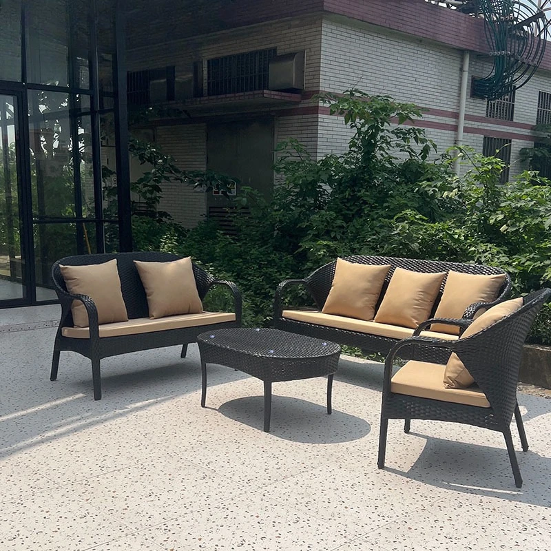 

Outdoor leisure sofa living room balcony rattan chair furniture outdoor courtyard three-person rattan sofa homestay rattan sofa