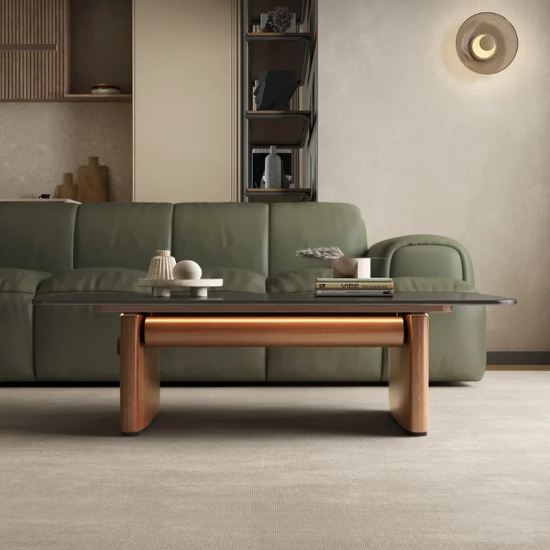 Wabi-sabi multi-functional coffee table living room household small apartment designer Japanese-style low table tea walnut