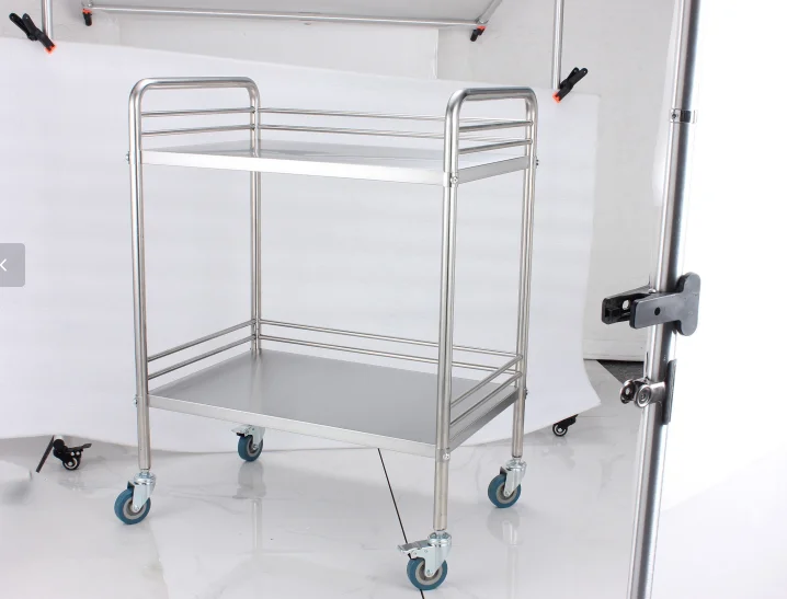 Stainless Steel Multifunctional Treatment Cart, Mobile Dressing & Medication Nursing Trolley for Hospital Surgical Room