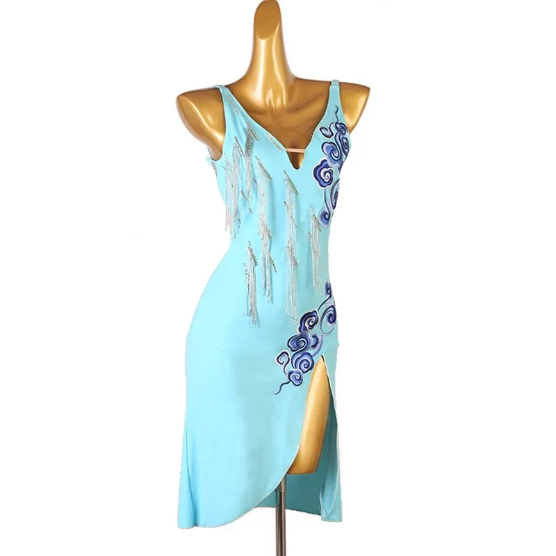 

Latin Dance Dress Backless Slimming Watch Performance Competition Dance Dress Diamond Studded Rumba Cha Cha Dance Dress New