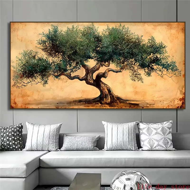 Ancient Olive Tree Canvas Painting Print Symbol of Peace and Wisdom Wall Art Botanical Nature Poster Print Wall Room Home Decor