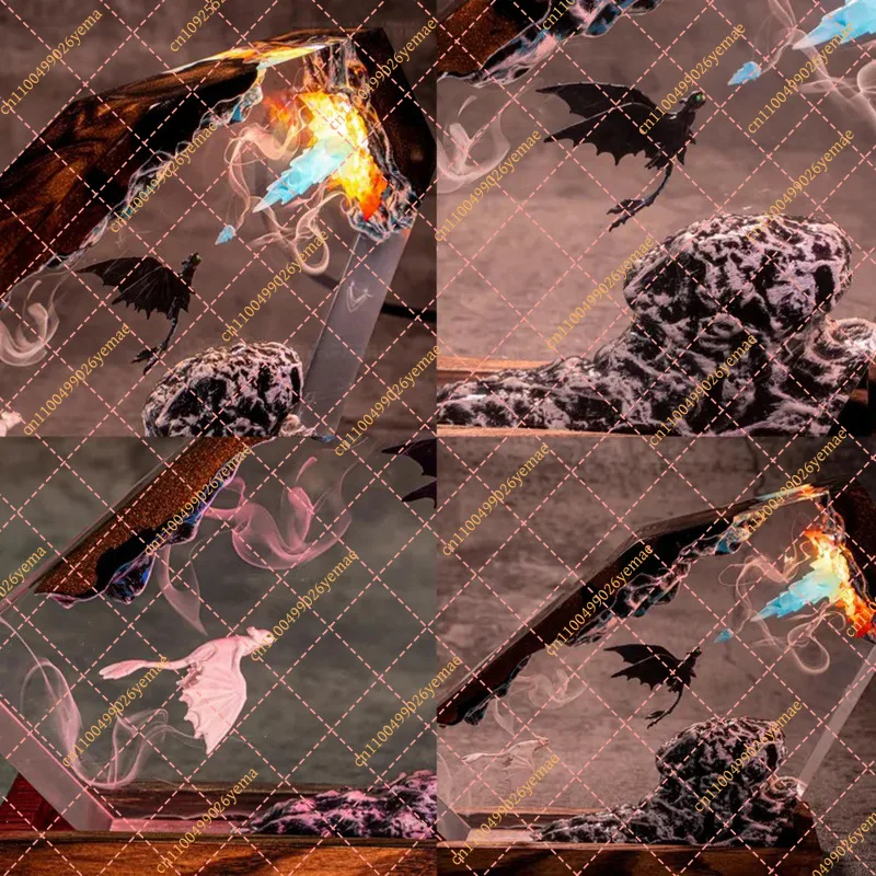 Cross-border Dragon Training Master Resin Light Toothless & Light Fury Night Fury White Epoxy Resin Ornament