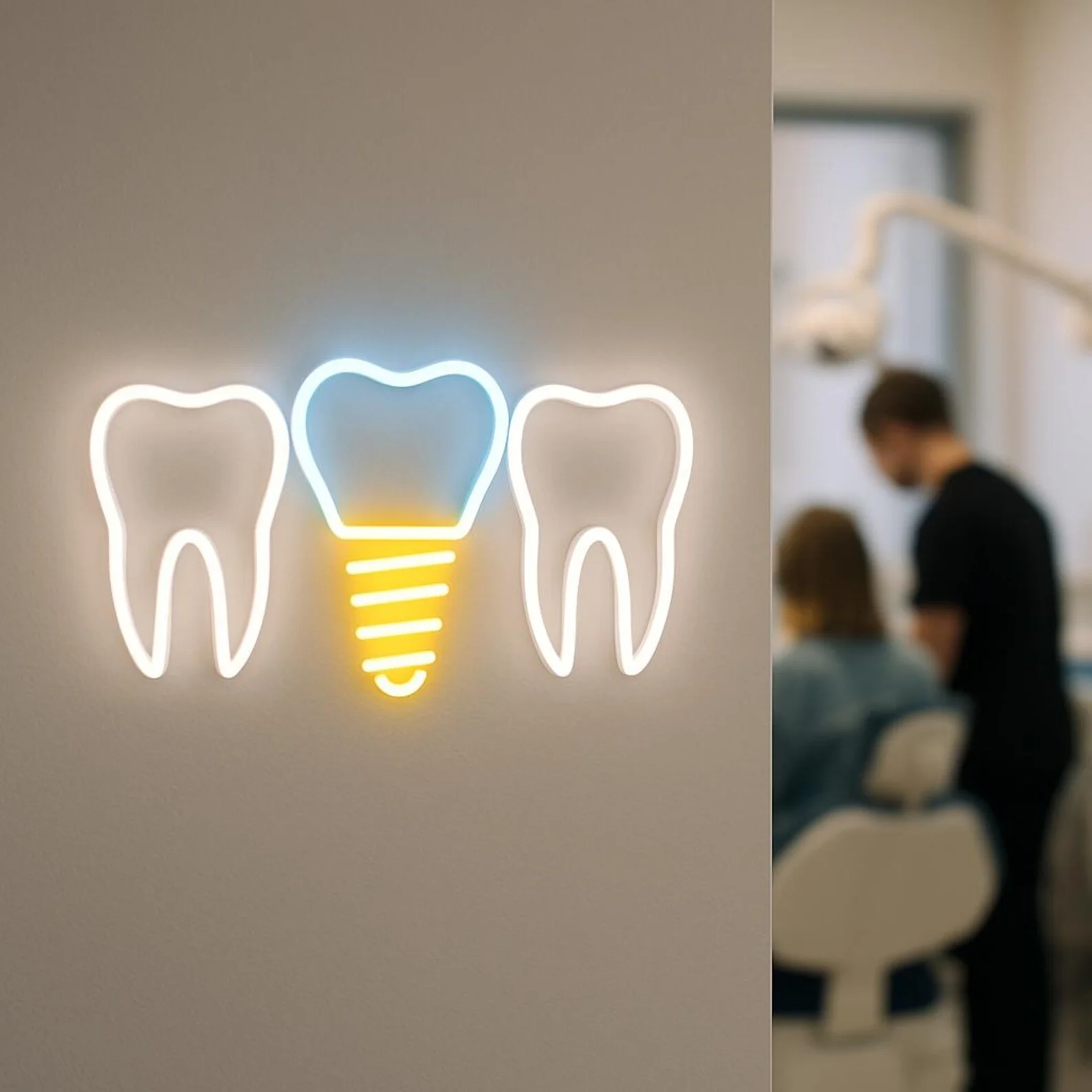 Implantology Neon Sign, Dentistry Neon Sign, Implant Led Sign, Gift Idea for Dentist, Implant and Healthy Teeth Nearby Neon Deco