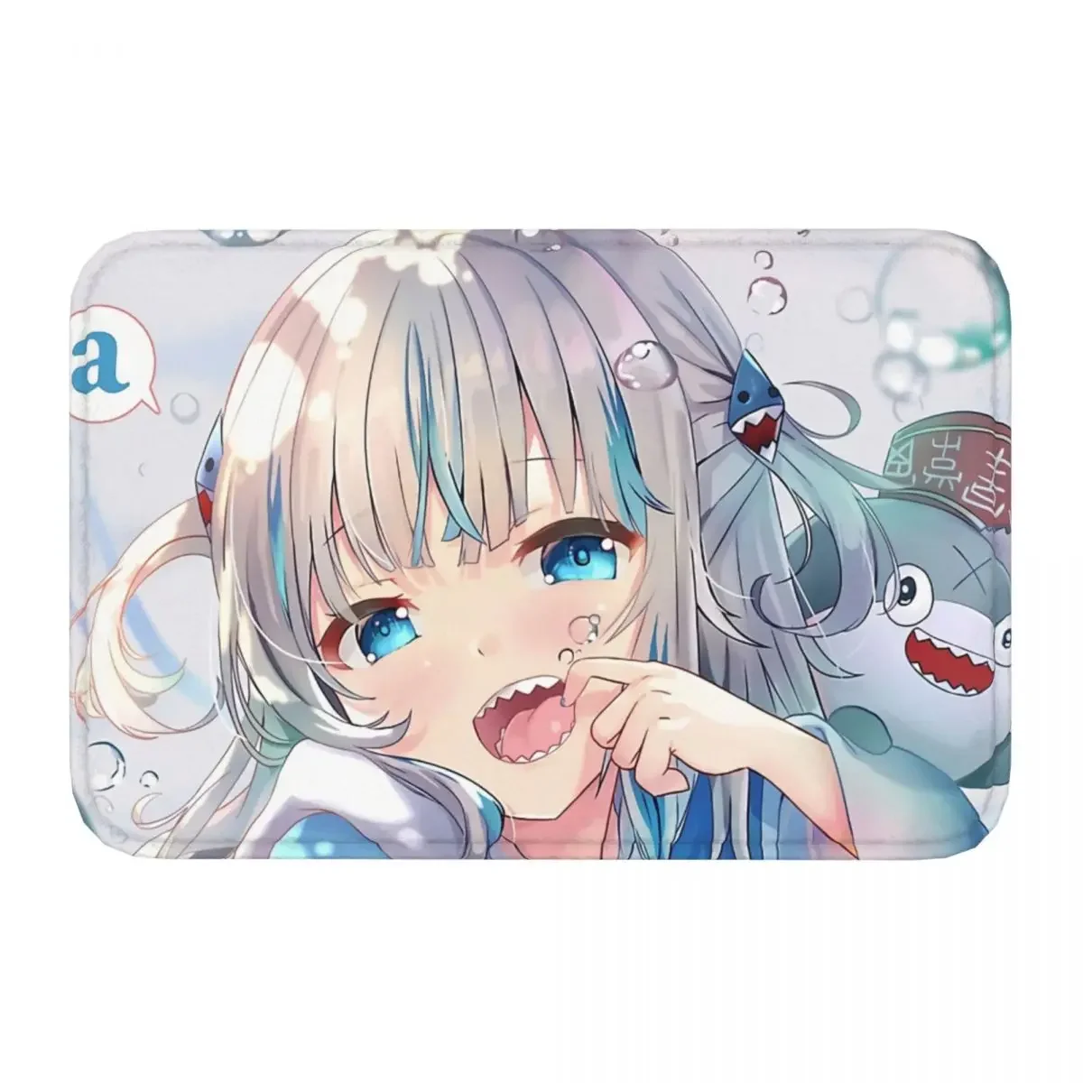 Hololive Production Fictitious Virtual Youtuber Vtuber Non-slip Doormat Gawr Gura Carpet Living Room Kitchen Mat Welcome Home