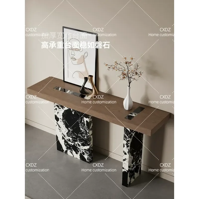 2026 New Modern Luxury Solid Wood Entryway Table Console for Hotel Lobby Decoration High End Entrance Cabinet Sales Office