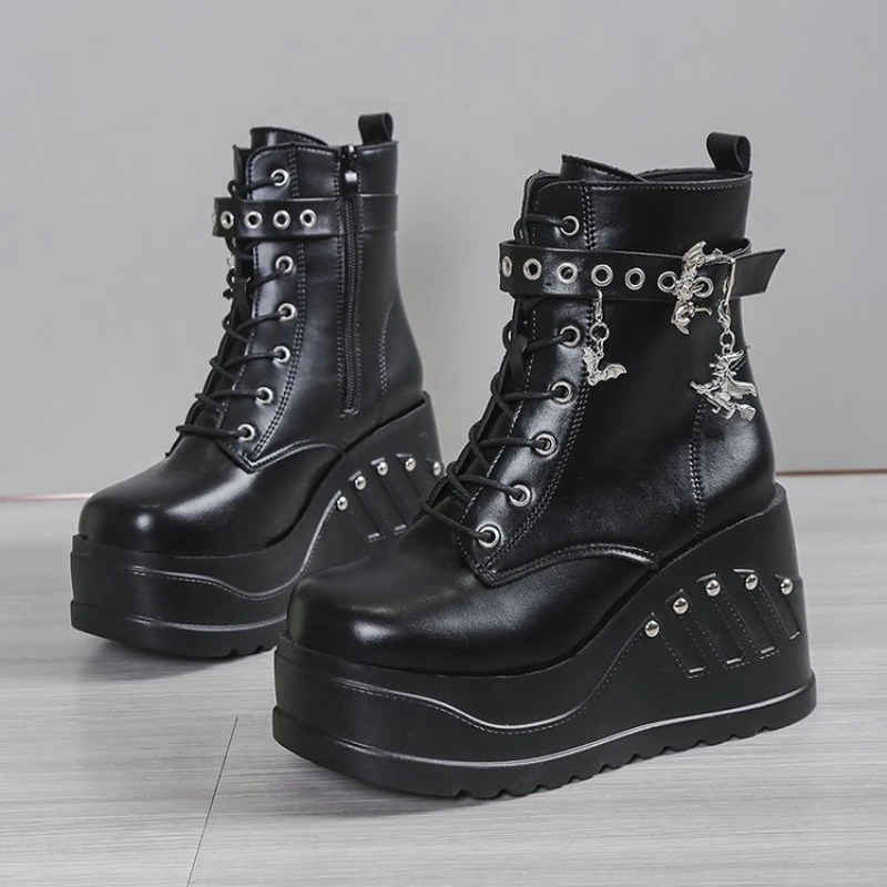 2024 New Boots for Women Fashion Hot Sale Punk Goth Platform Heels Wedge Women\'s Boots Casual Goth Punk Size 43 Women\'s Shoes