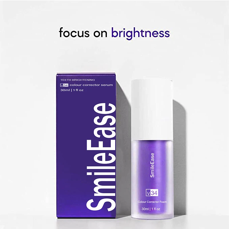 30ml V34 Purple Whitening Teeth Fresh Breath Brightening Toothpaste Remove Stains Reduce Yellowing Care for Teeth Gums Oral Care