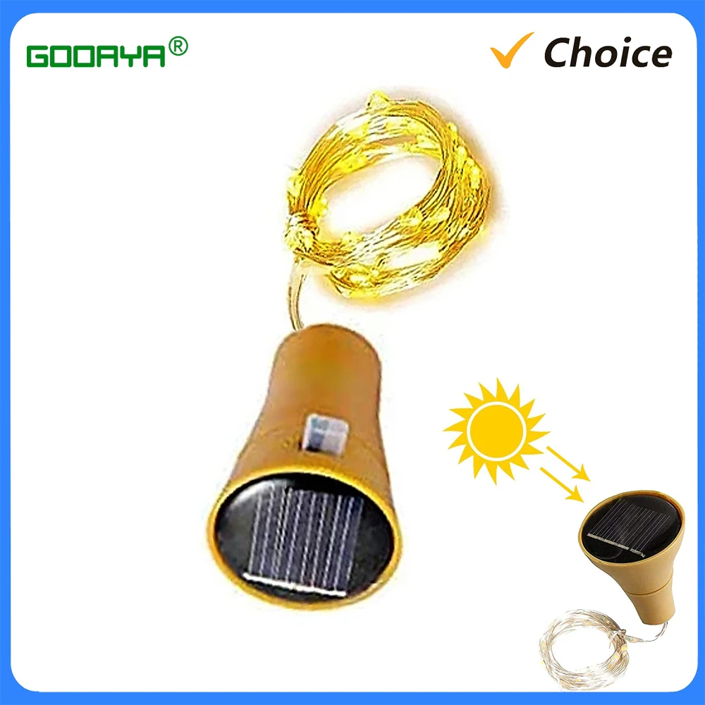 Solar Powered 10LED 20LED Wine Bottle Lights Cork Shape Fairy Lights Garland Christmas Light Copper Wire Home Room Decor Lamp