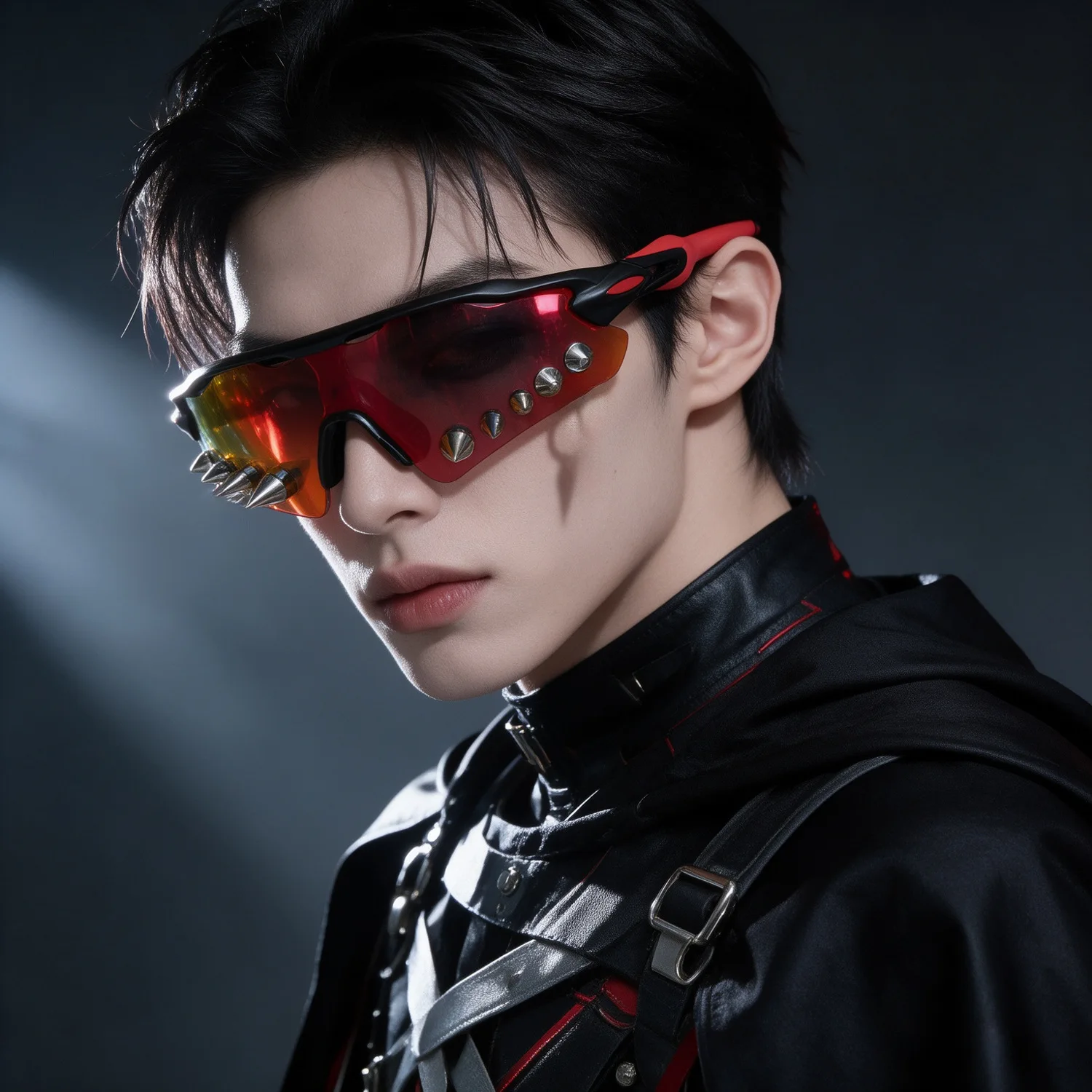 New Cyberpunk Rivet One Piece Sunglasses For Men Women Futuristic Techwear Y2K Punk Sun Glasses Party Cosplay Decorative Eyewear