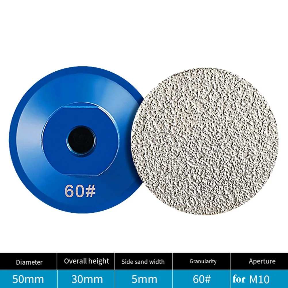 2 Inch Brazed Flat Grinding Head Marble Stone Countertop Trimming Rough Polishing Disc Angle Grinder Abrasive Pad M10 Thread