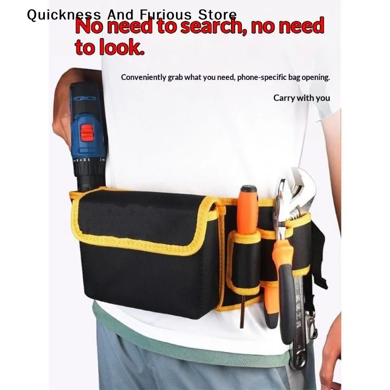 【T】Heavy Duty Tool Waist Bag With Multi Pockets Phone Holder Hooks For Electricians Carpenters DIY Jobs