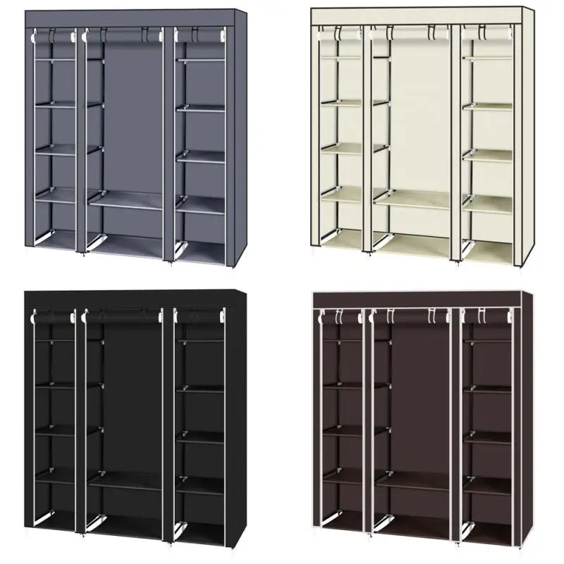 Armoire à vêtements portable en tissu non tissé, armoire, robuste, durable, étanche, double, plus récent, évaluation du stockage de vêtements, 69 po