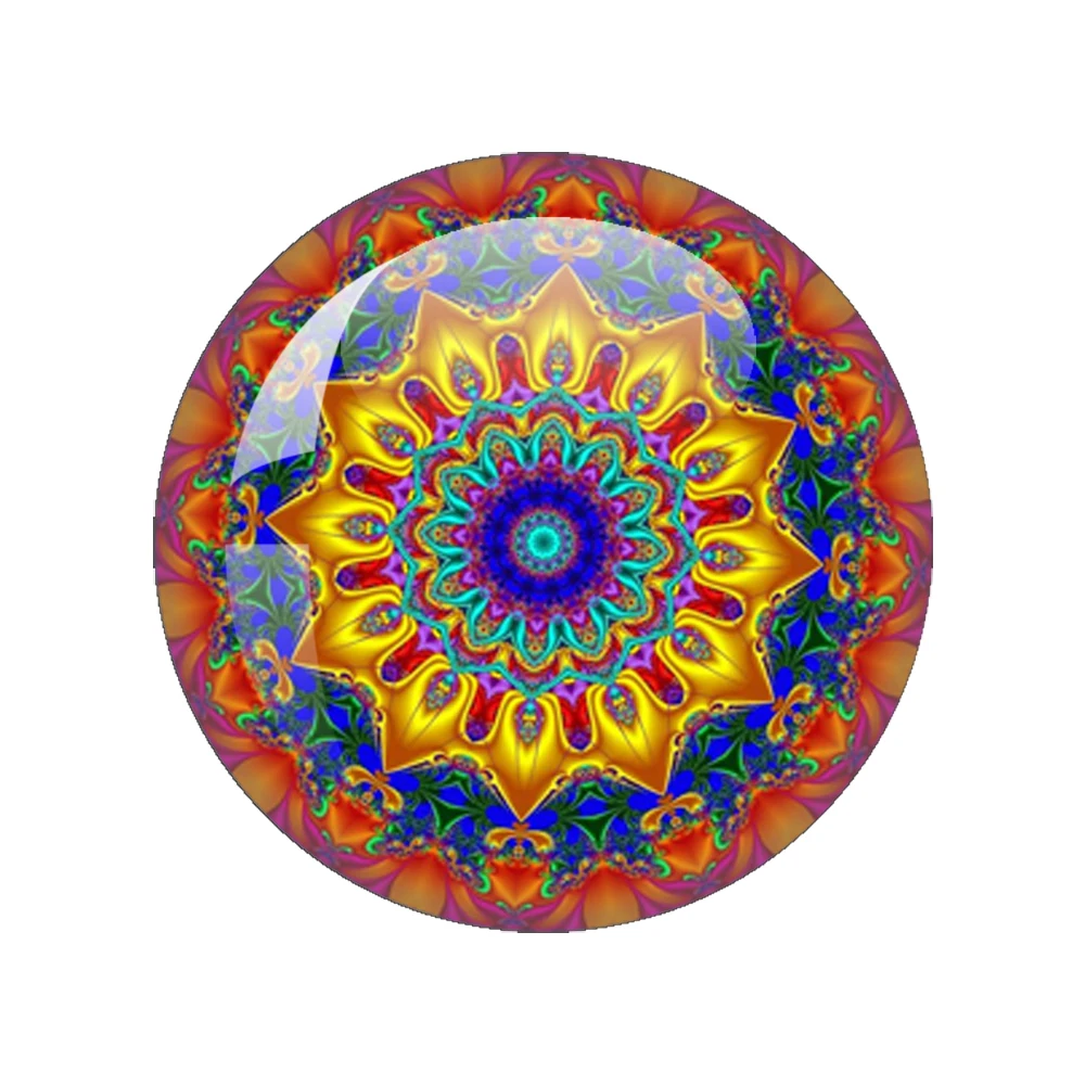 Fashion Colorful Abstract Mandala Art Pattern 12mm/14mm/18mm/20mm/25mm Round Photo Glass Cabochon Demo Flat Back Making Findings