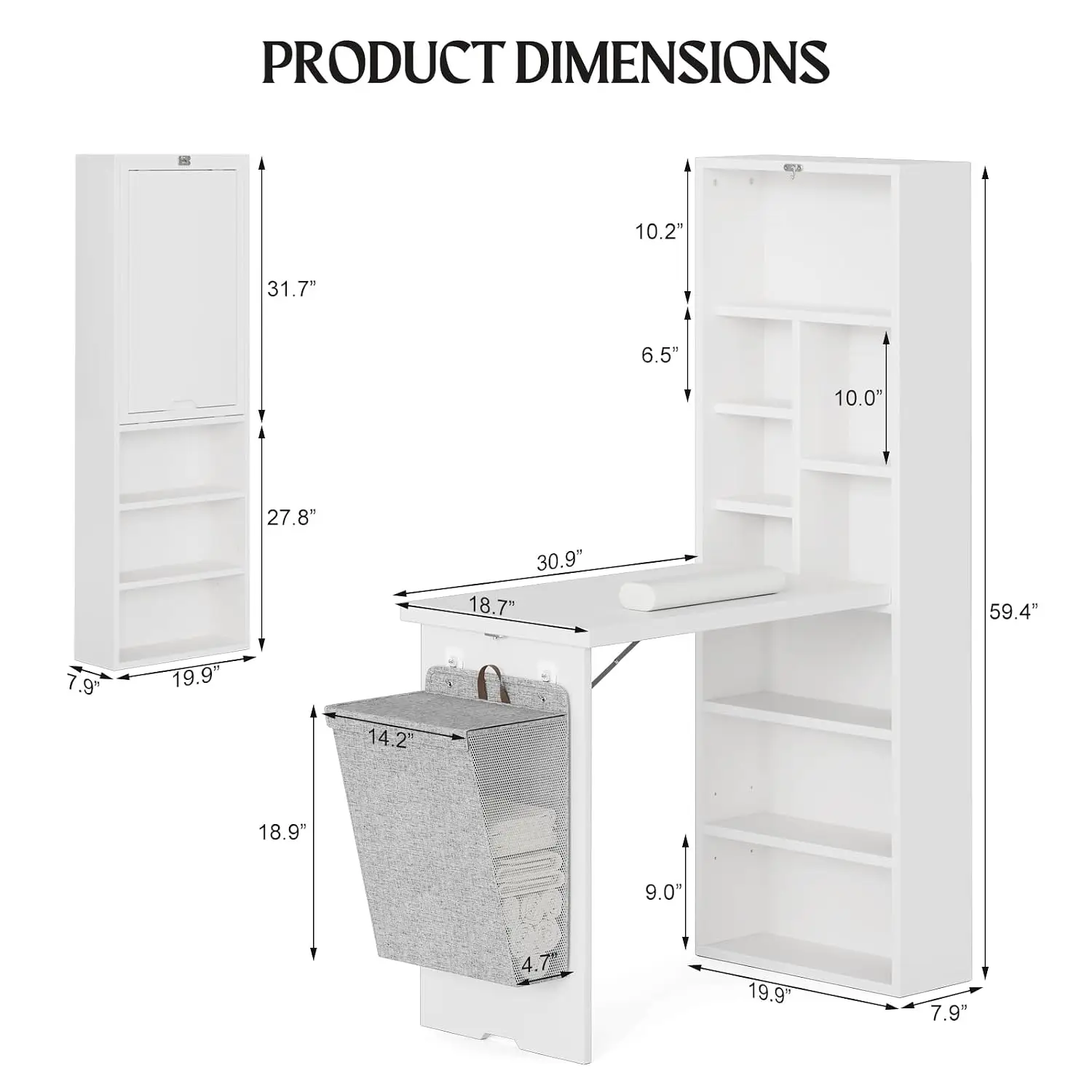 Foldable Manicure Table with Side Shelve, Expandable Nail Tech Table with Storage Fabric Bag, Wall Mount Nail, Customized