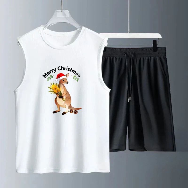 

Мужские комплекты майки с коротким рукавом + шорты Летняя мода Мужской комплект свитшотов мужские костюмы Дышащий комплект мужской одежды Полиэстер