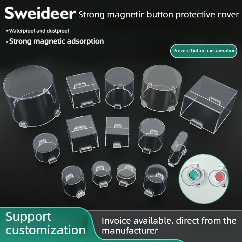 Transparent strong magnetic emergency stop button protective cover waterproof shell to avoid misoperation supports customization